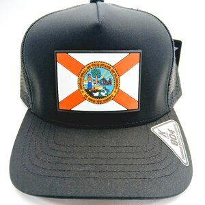 Florida Patch Black Curved Bill Mesh Snap Back Hat